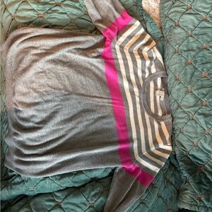 Gray and Pink Striped Sweater